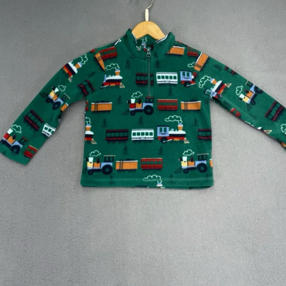 Children's Place Fleece TRAINS 2T Pullover 1/4 Zip‎ Long Sleeve Jacket Toddler